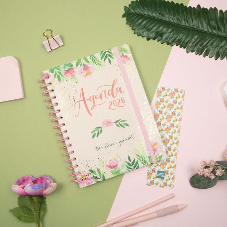 Agenda Finocam The Flower Journal E10 setm/vista horitzontal cas 2026 rosa