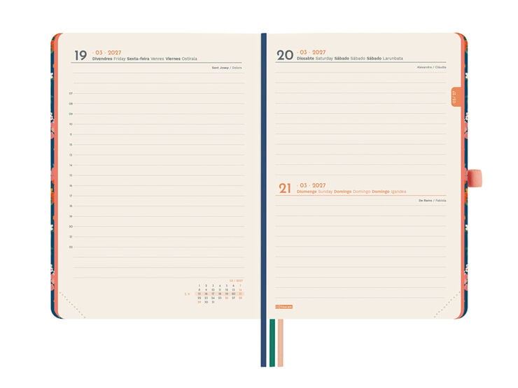 Agenda Finocam Design D&iacute;a P&aacute;gina 2027 Catal&aacute;n Flora