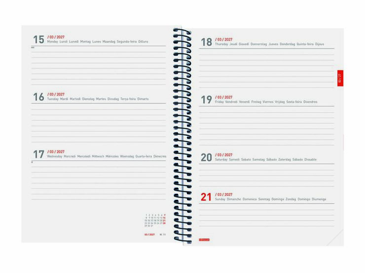 Agenda Finocam Esp.18M E10 Sem/Vista Multiling&uuml;e 2026-27 Negro