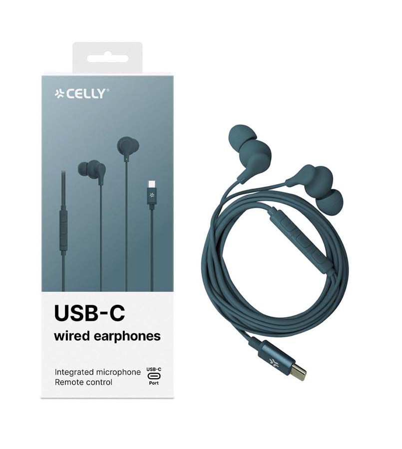 Auricular Celly Cable tipus C blau