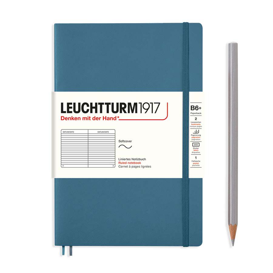 Libreta Leuchtturm B6 tapa blanda raya stone blue