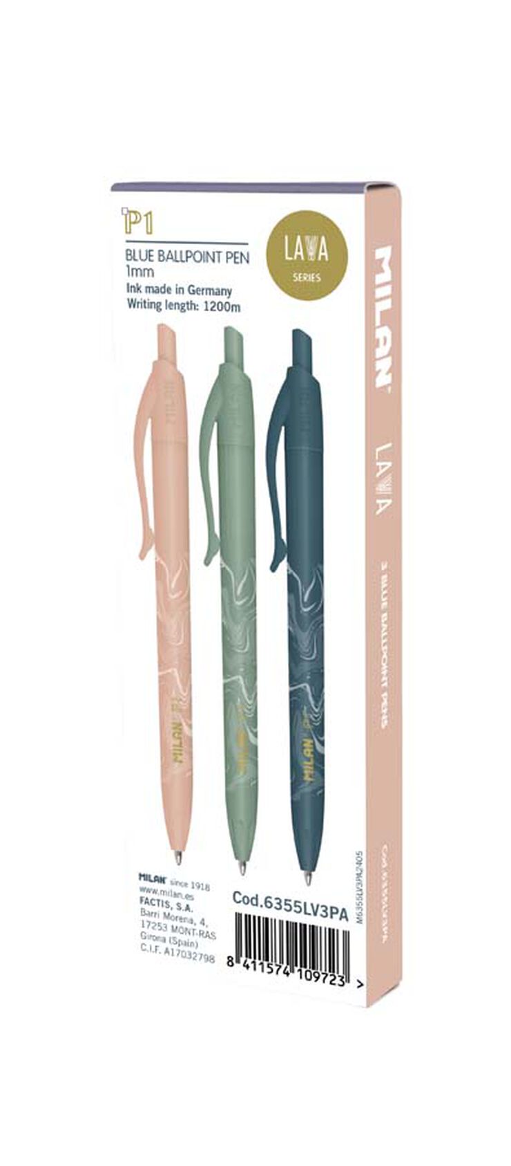 Set Bolígrafos Milan Lava 3 colores