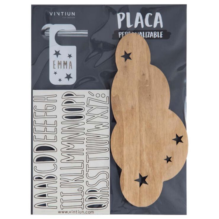 Placa decorativa personalizable Nube kraft