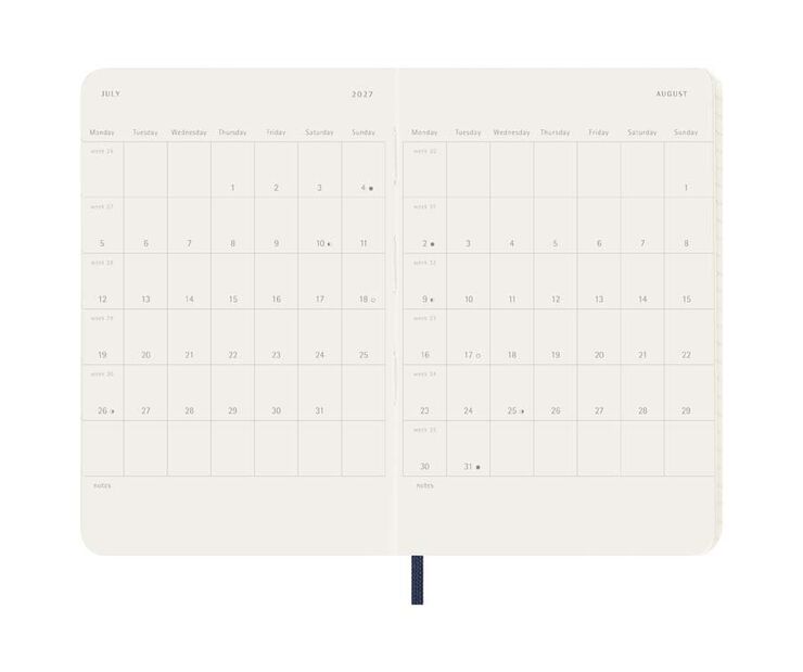 Agenda Moleskine 18 meses sem/vista P tapa blanda azul