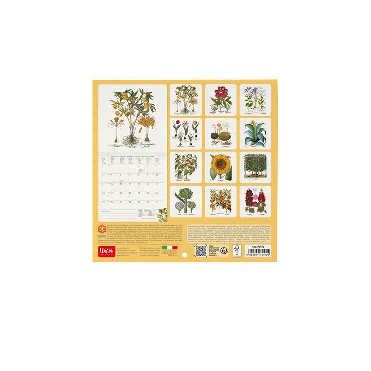 Calendario Legami 18x18 Pared Herbarium Multiling&uuml;e 2027