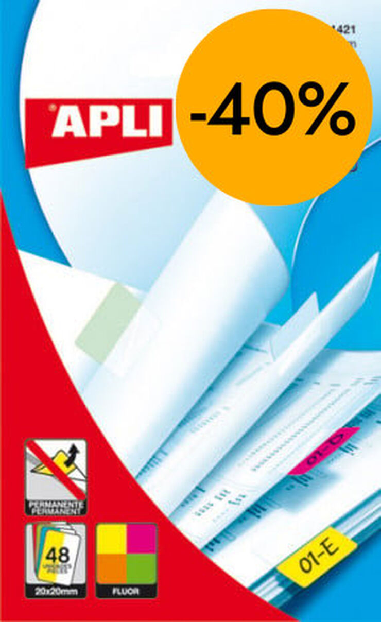 &Iacute;ndex adhesiu r&iacute;gid Apli 12x25mm blanc