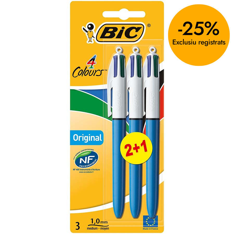 Bol&iacute;grafos 4 Colores&nbsp;Bic 2+1u