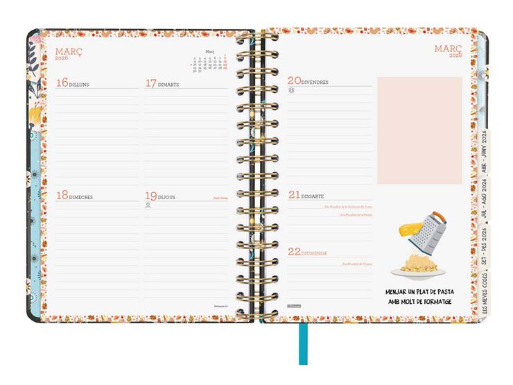 Agenda Finocam 16 mesos Vitae 1/4 setm/vista cat 2025-26 negre