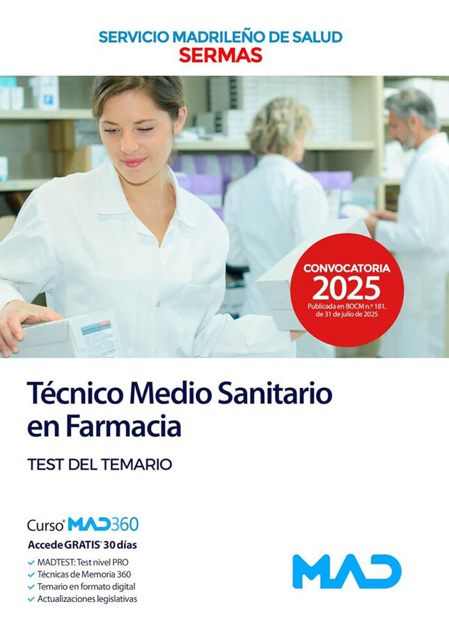 T&eacute;cnico Medio Sanitario en Farmacia del Servicio Madrile&ntilde;o de Salud. Test del temario