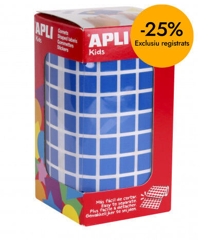 Gomets Cuadrado peque&ntilde;o 10,5mm rollo azul