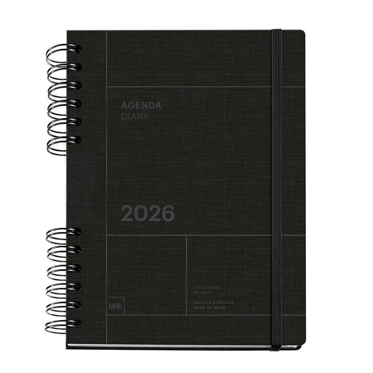 Agenda Miquelrius Plus W-O sem/vista mult 2026 Basic negro