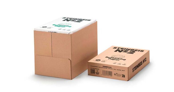 Papel reciclado Steinbeis n&uacute;m.2 A4 80g caja 5 paquetes 500 hojas