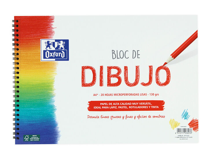 OXFORD DIBUJO INFANTIL/OCIO Bloc Encolado Dibujo A4 - Bloc encolado - Tapa  Blanda/Contratapa rígida - 20 Hojas - 90gr
