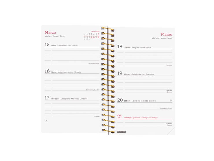 Agenda Finocam Design Collection Setmana Vista Horitzontal 2027 Castell&agrave; Lema
