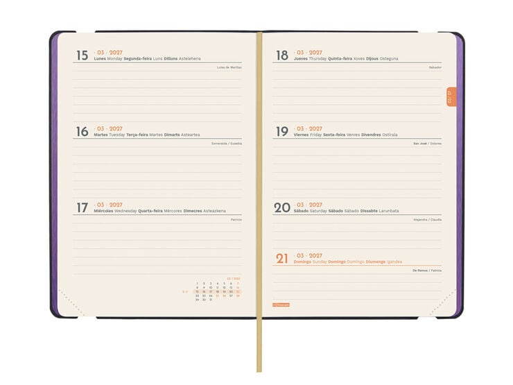 Agenda Finocam Joy Setmana Vista Horitzontal 2027 Castell&agrave; Fiona