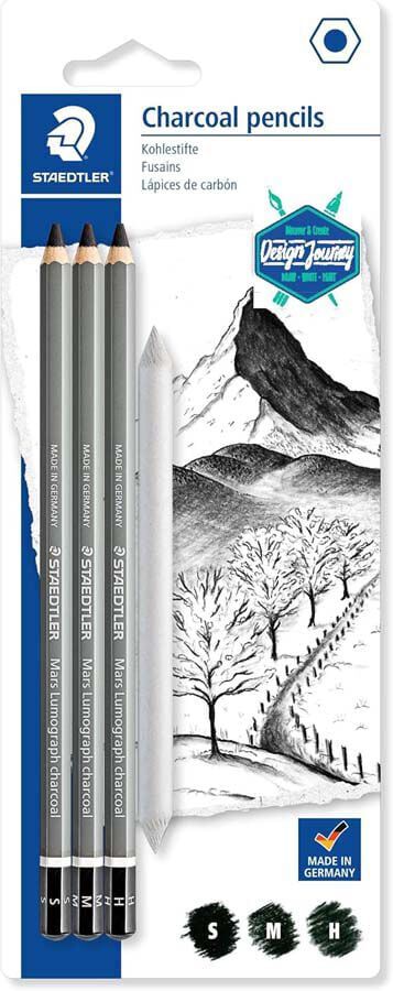 L&aacute;pices Carbon Mars Lumograph Charcoal S/M/H 3u