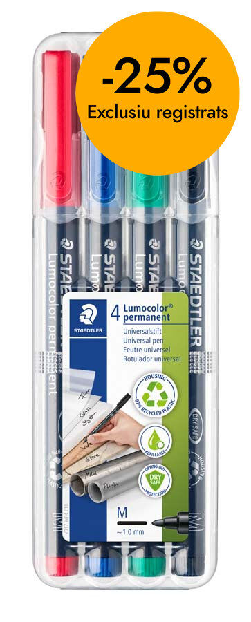 Rotuladores permanentes Staedtler Lumocolor punta mediana 4 colores