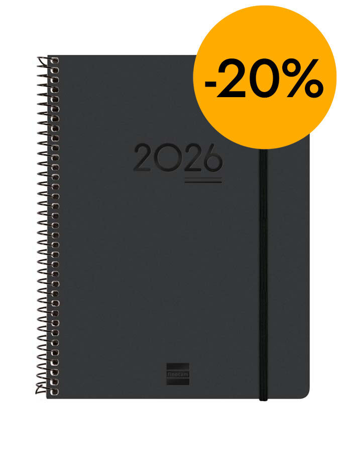 Agenda Finocam 16 meses Ikon E10 sem/vista vertical mult 2025-26 negro