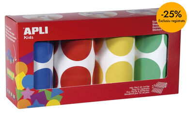 Gomets C&iacute;rculos XXL 45mm rollo 4 colores 1.416u