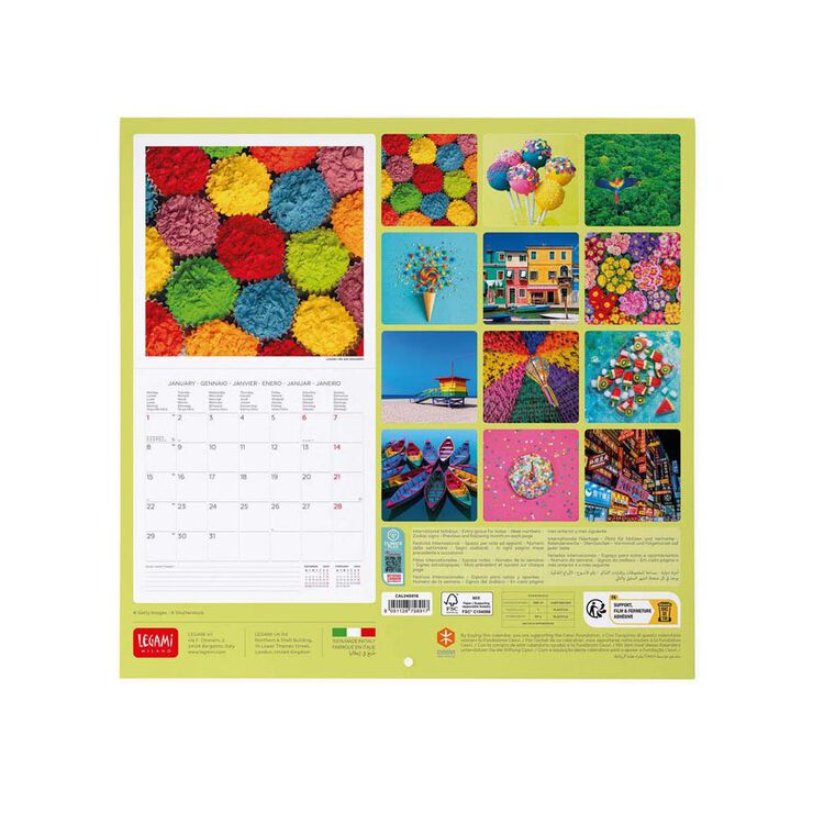 Calendario pared Legami 30X29 2024 Live Colorfully
