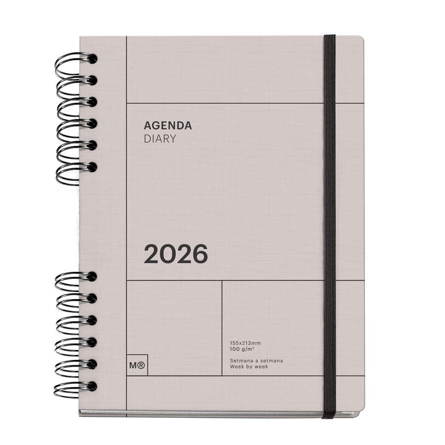 Agenda Miquelrius Plus W-O sem/vista catal&aacute;n 2026 Basic gris