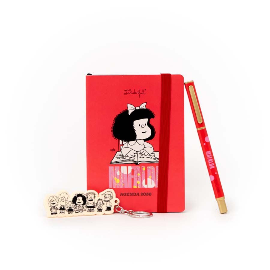 Set Agenda Mafalda A6 sem/vista 2026 cast + Llavero