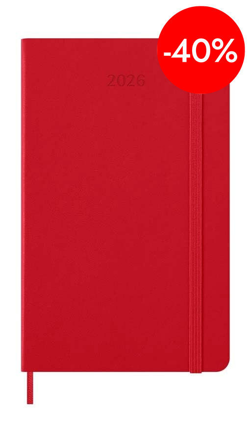 Agenda Moleskine 12 meses sem/vista 2026 tapa dura L rojo