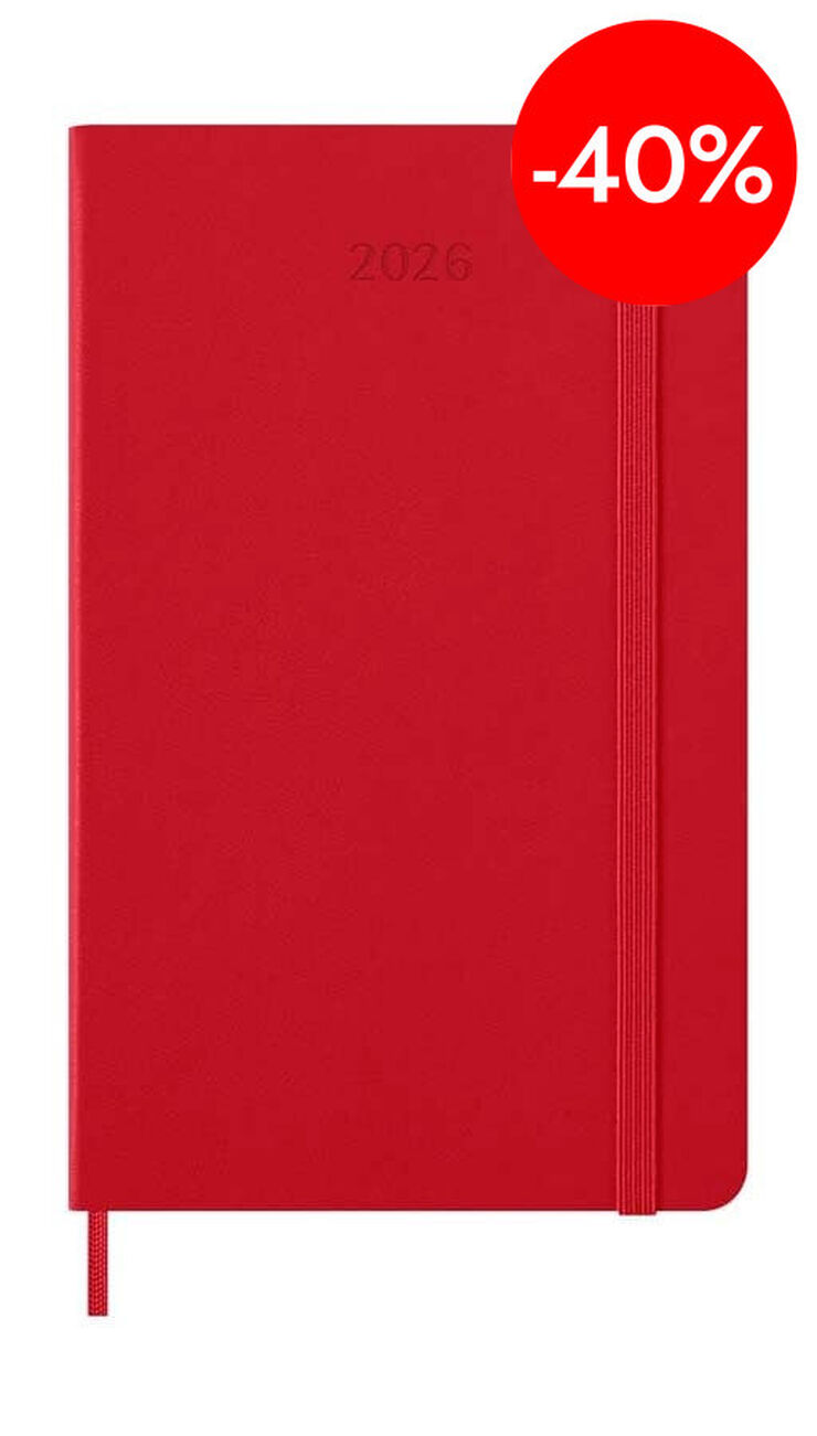 Agenda Moleskine 12 meses sem/vista 2026 tapa dura L rojo