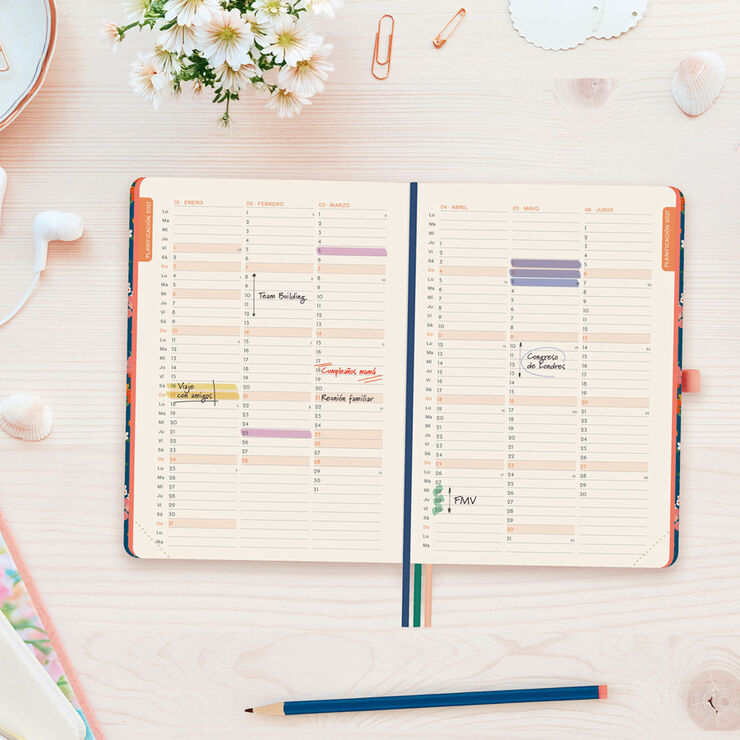 Agenda Finocam Design Setmana Vista Horitzontal 2027 Castell&agrave; Flora
