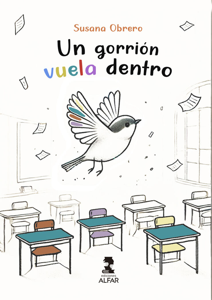 Un gorrión vuela dentro
