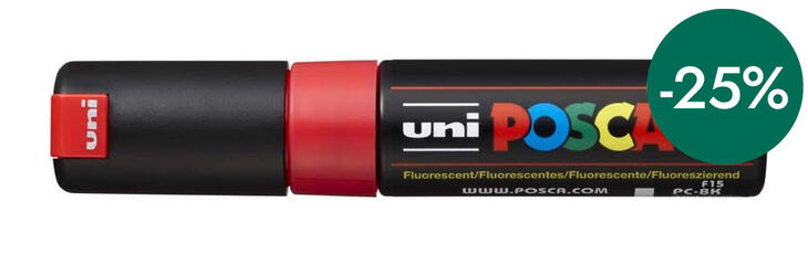 Rotulador Posca PC-8K 8mm rojo fluorescente