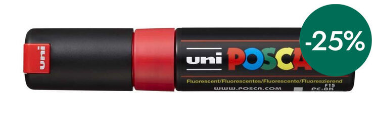 Rotulador Posca PC-8K 8mm rojo fluorescente