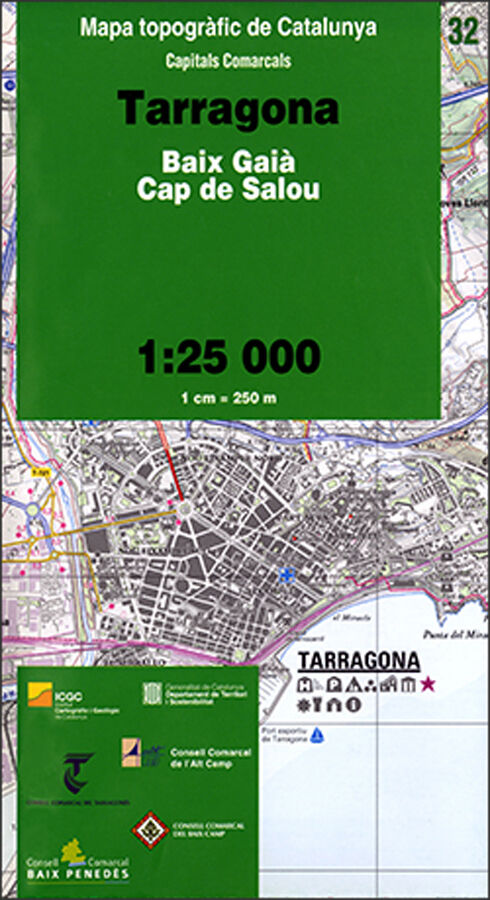 Mapa topogr&agrave;fic de Catalunya 1:25 000. Capitals Comarcals 32 - Tarragona