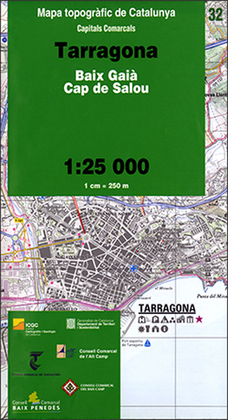 Mapa topogr&agrave;fic de Catalunya 1:25 000. Capitals Comarcals 32 - Tarragona