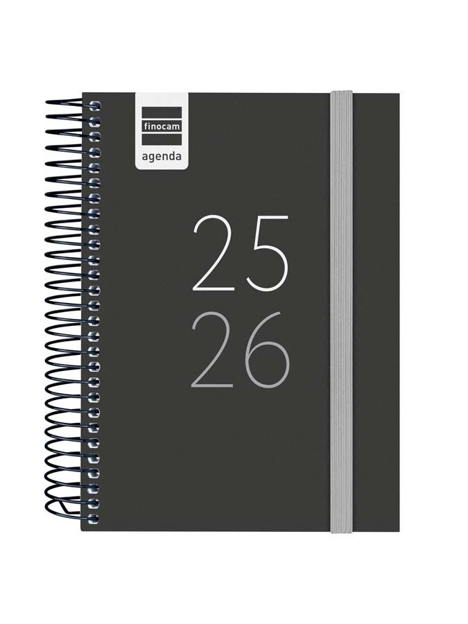 Agenda Finocam escolar Secundaria 1/8 d&iacute;a/p&aacute;g cas 2025-26 negro