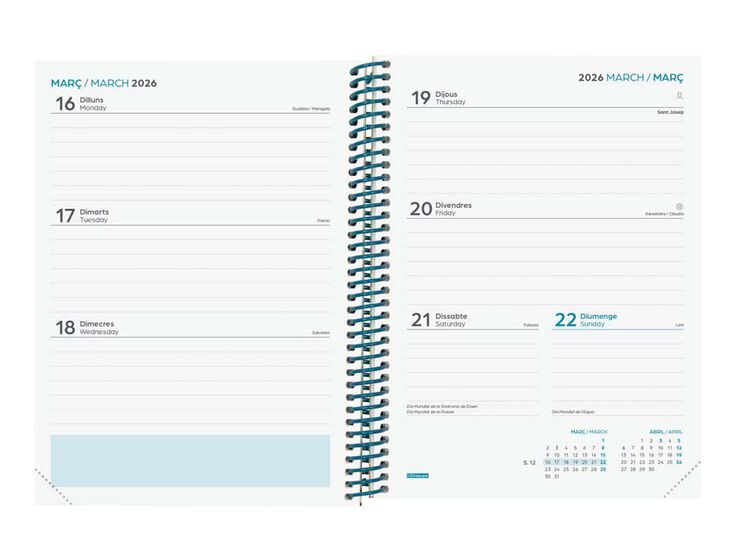 Agenda Finocam escolar Diva 1/4 sem/vista cat 2025-26 selva