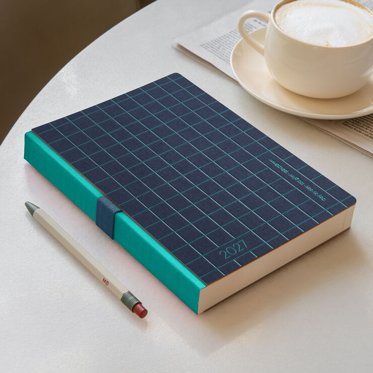 Agenda Miquelrius Plus Setmana Vista Multiling&uuml;e 2027 Kraft Blau Mar&iacute;