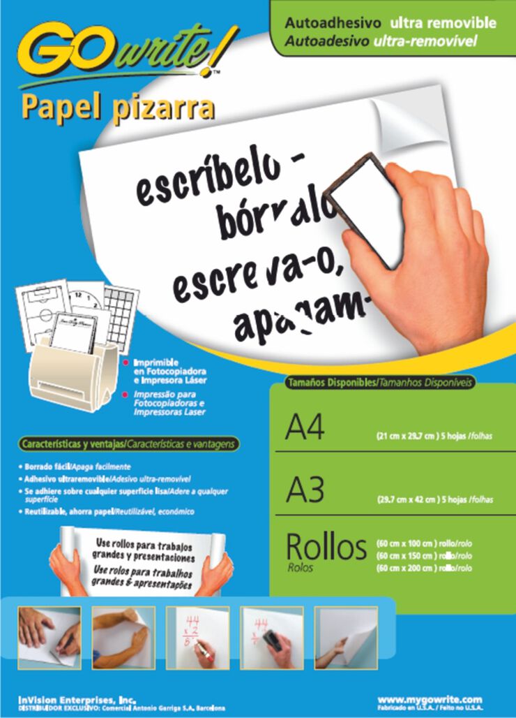 Paper Pissarra adhesiu Velleda Gowrite! A4 5 fulls