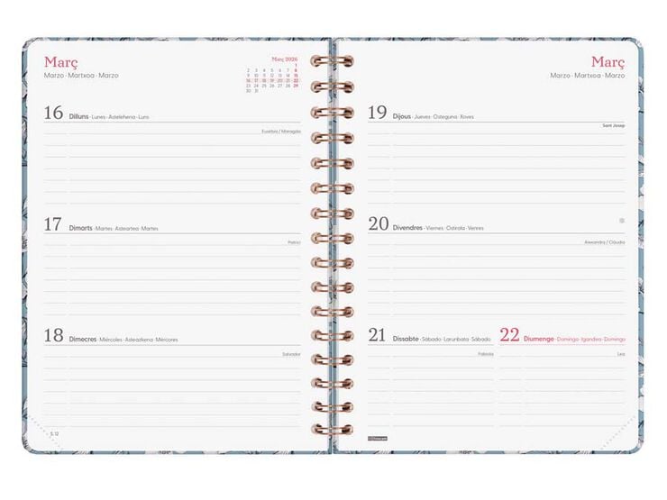 Agenda Finocam You E10 sem/vista horizontal cat 2026 Cotton