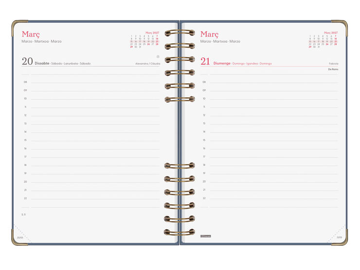 Agenda Finocam Alma D&iacute;a P&aacute;gina 2027 Catal&aacute;n Azul