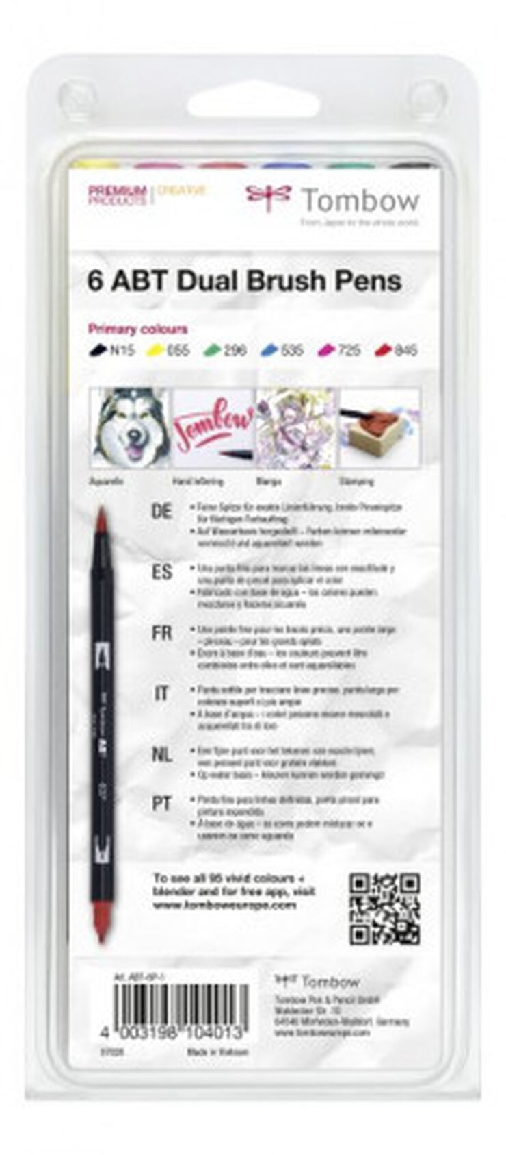 Retoladors Tombow Dual Brush Primaris 6 colors Retoladors Tombow Dual Brush Primaris 6 colors