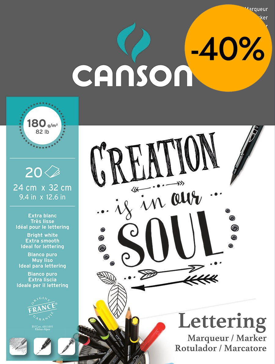Bloc Canson Lettering Marker Satin 24x32 180g 20 hojas