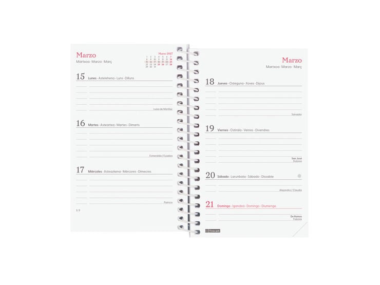 Agenda Finocam Design Collection Setmana Vista Horitzontal 2027 Castell&agrave; Flora