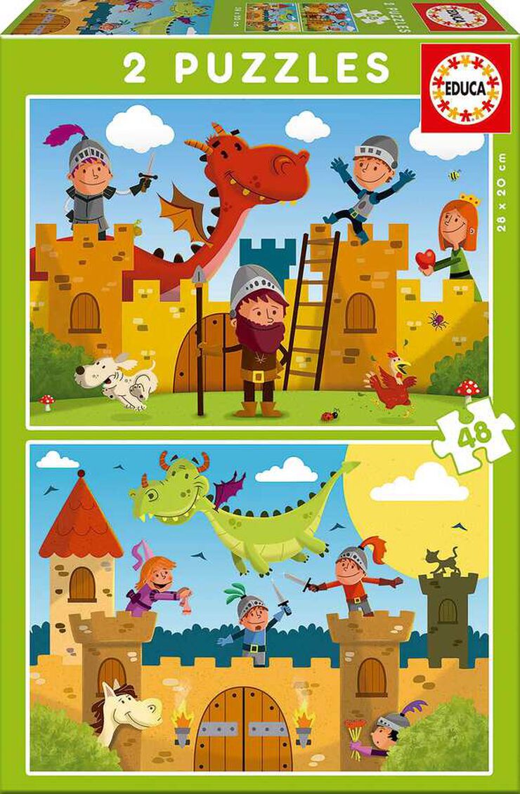 Puzle 2x48 piezas Dragones y caballeros Puzle 2x48 piezas Dragones y caballeros