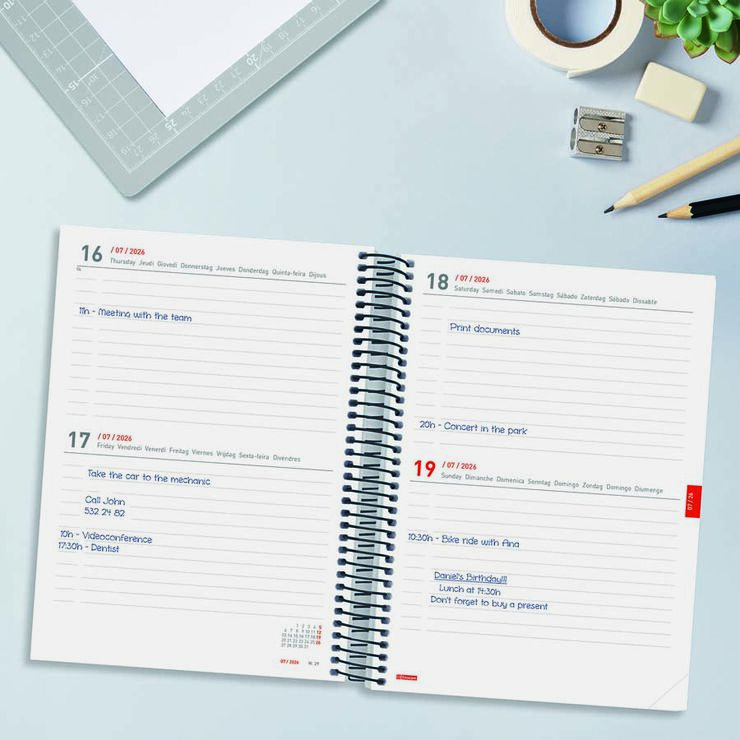 Agenda Finocam Esp.18M E10 2D/P Multiling&uuml;e 2026-27 Negro