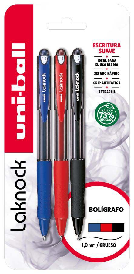 Bol&iacute;grafos Uni SN-100 3 colores negro/azul/rojo