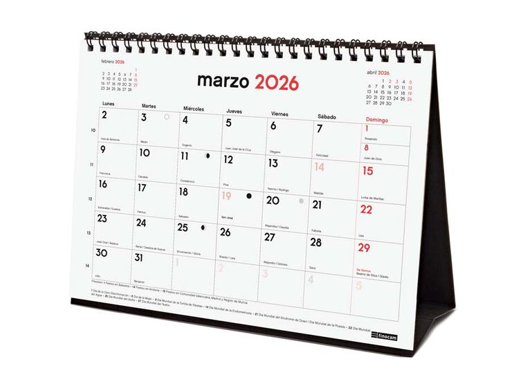 Calendario Finocam sobremesa 16 meses  21x15cm cas 2025-26