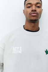 Sudadera Act X Palestine gris jaspeado