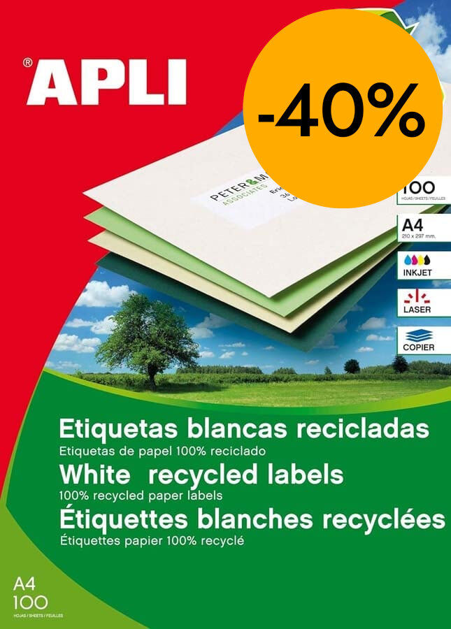 Etiqueta inkjet/laser recicladas Apli 105x42,4mm