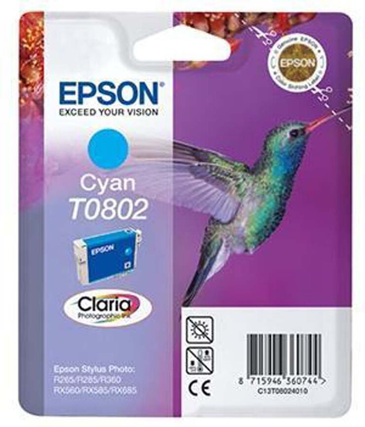 Cartucho original Epson Sty.Photo R265 Cian - Ref. C13T08024011